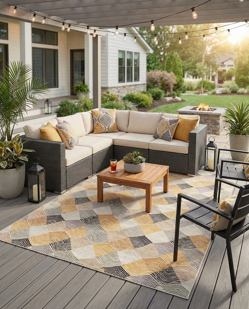 Urban Terrace Collection Area Rug - Metropolis Rectangle Gray  lifestyle 9