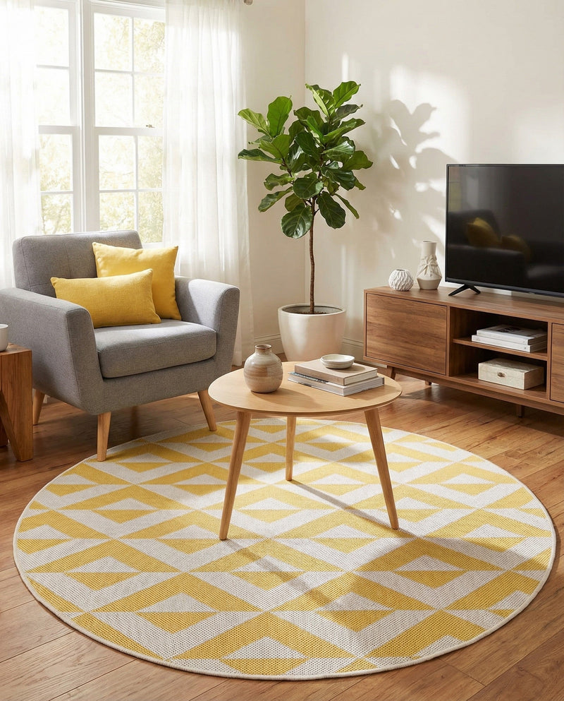Urban Oasis Rugs Collection Area Rug -  Highrise (Yellow) Round Yellow  lifestyle 50