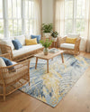 Seaside Blooms Collection Area Rug -  Blossom Rectangle Gray Ivory Yellow  lifestyle 10