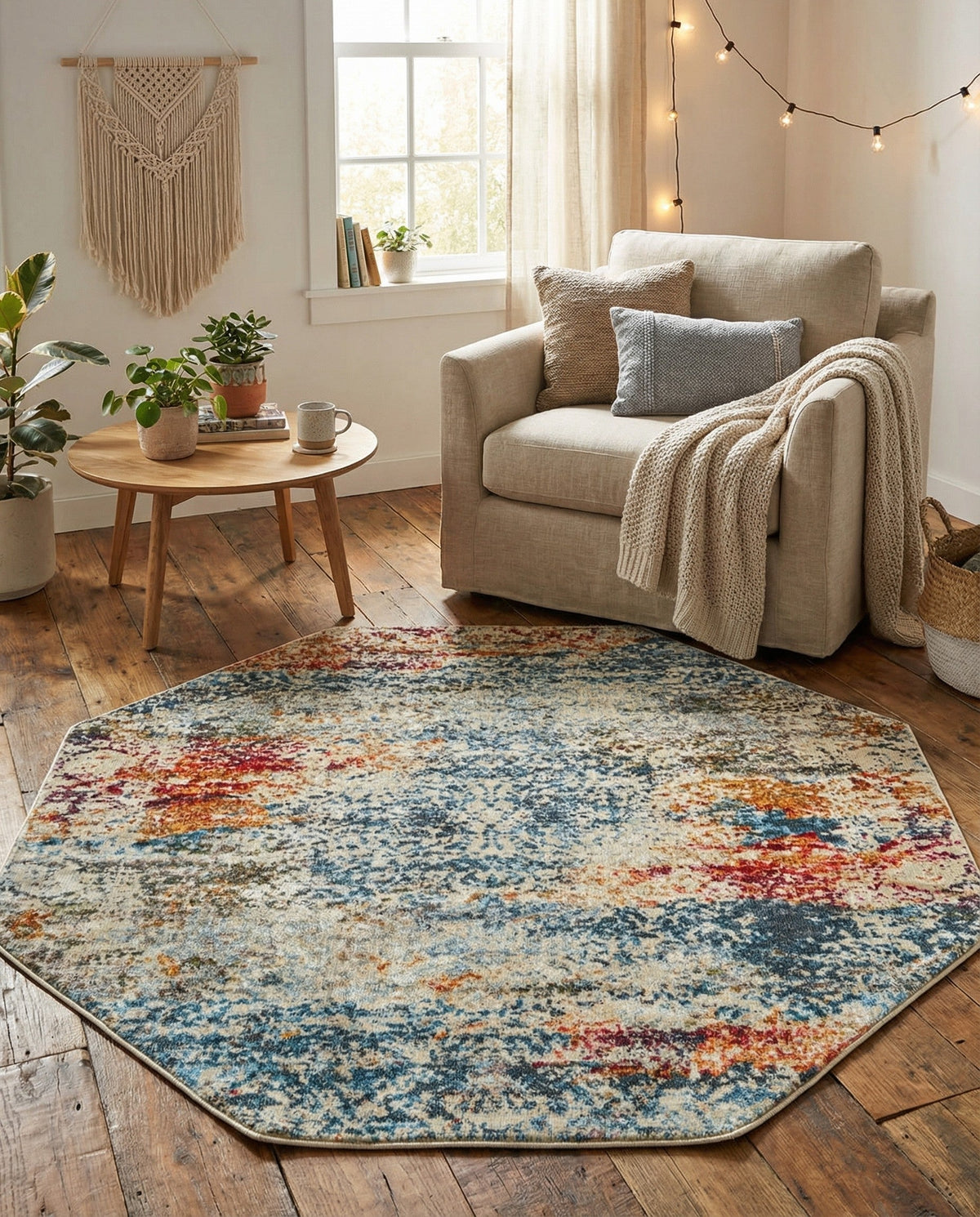 Caribbean Breeze Collection Area Rug -  Isla Octagon Cream  lifestyle 100