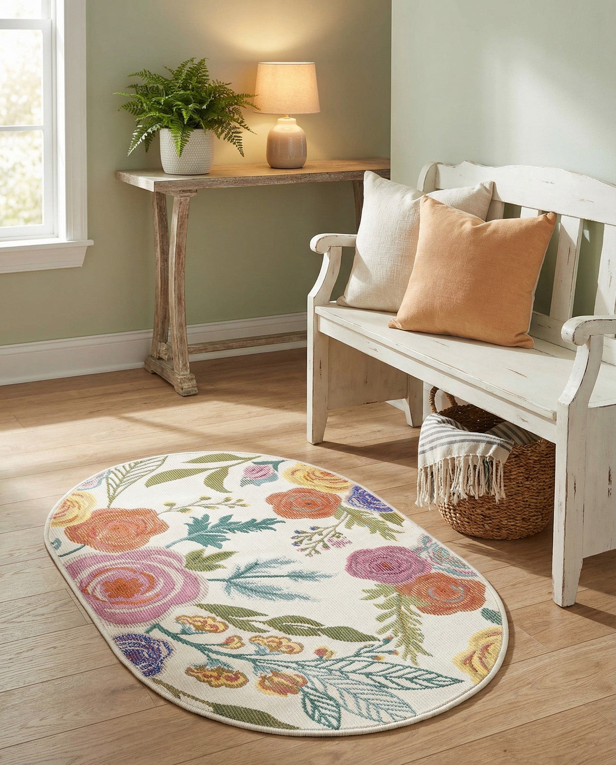 Meadow Breeze Collection Area Rug -  Petal Oval Ivory  lifestyle 92