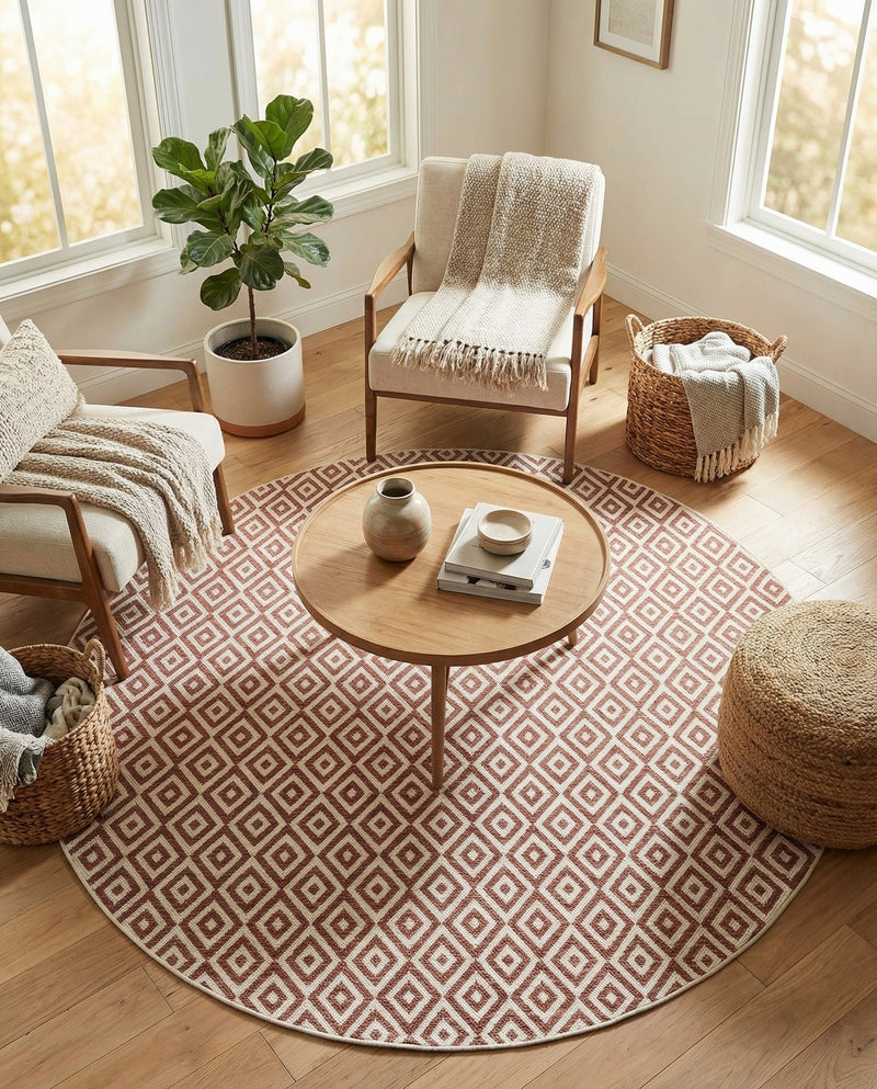 Urban Oasis Rugs Collection Area Rug -  Rooftop (Rust Red) Round Rust Red  lifestyle 58