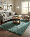 Eternal Plush Oasis Collection Area Rug -  Tranquility (Forest Green) Rectangle Forest Green  lifestyle 5