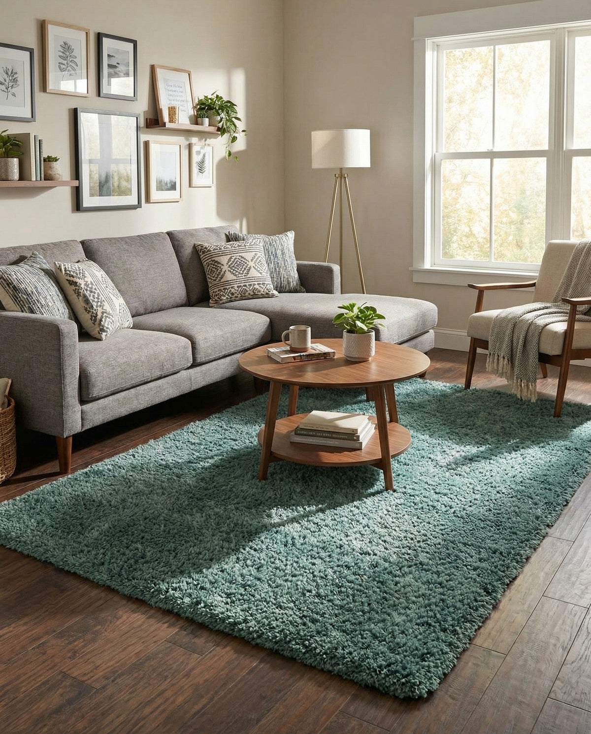 Eternal Plush Oasis Collection Area Rug -  Tranquility (Forest Green) Rectangle Forest Green  lifestyle 5