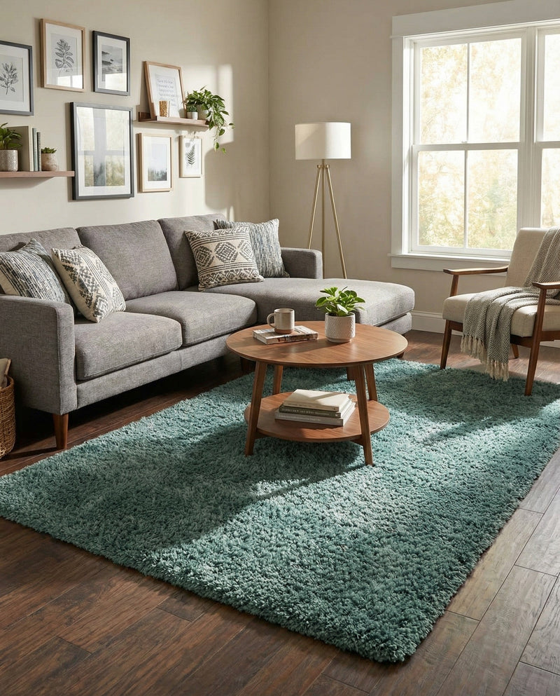Eternal Plush Oasis Collection Area Rug -  Tranquility (Forest Green) Rectangle Forest Green  lifestyle 5