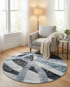 Santa Fe Trails Collection Area Rug -  Navajo Round Gray and Ivory  lifestyle 48