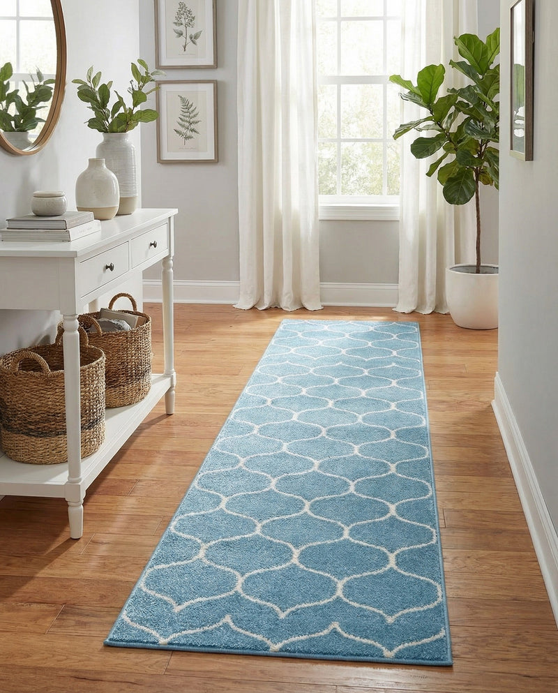 Trellis Mosaic Collection Area Rug -  Pergolatown (Light Blue) Runner Light Blue  lifestyle 41