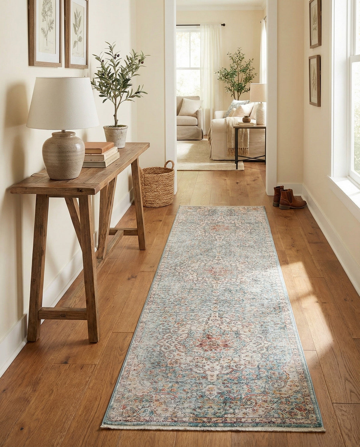 Coastal Haven Collection Area Rug - Seabreeze (Blue) Runner Blue  lifestyle 93