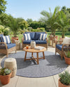 Jill Zarin Sedona Oasis Outdoor Collection Area Rug - Coconino (Navy Sky) Round Navy Sky  lifestyle 51