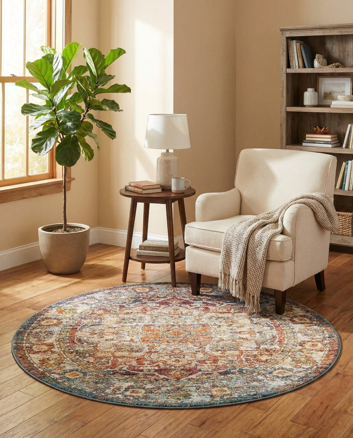 Savannah Soiree Collection Area Rug -  Everglade (Multi) Round Multi  lifestyle 98