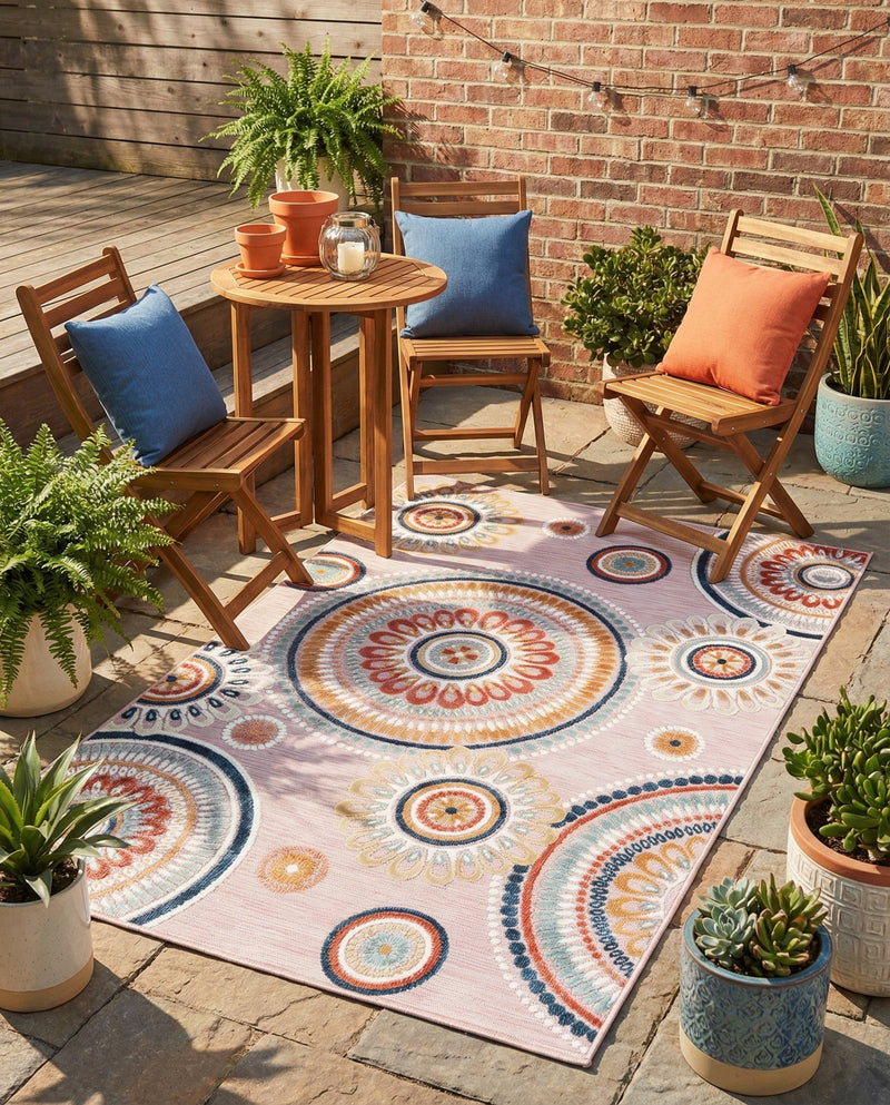 Seaside Blooms Collection Area Rug -  Eden Rectangle Pink  lifestyle 76