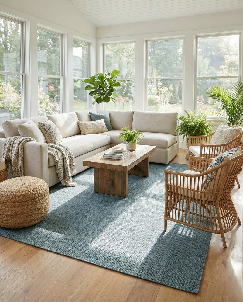 Seaside Serenity Collection Area Rug - Veranda (Teal) Rectangle Teal  lifestyle 16