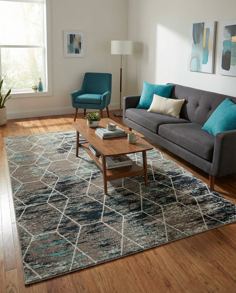 Trellis Mosaic Collection Area Rug - Arborville (Blue Multi) Rectangle Blue Multi  lifestyle 7