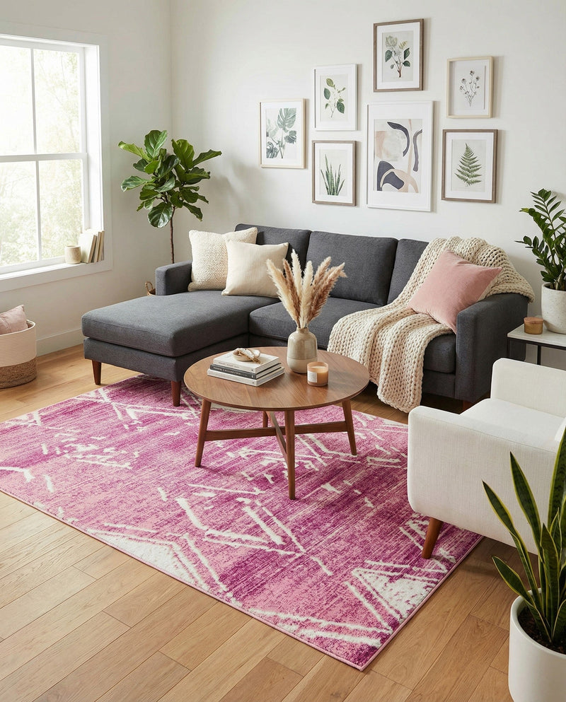 Metro Heights Collection Area Rug -  Madison Rectangle Pink  lifestyle 40