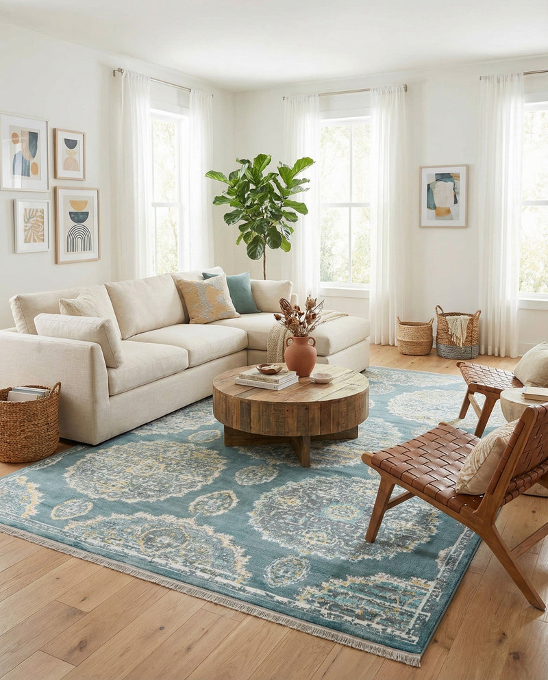 Arcadia Rugs Collection Area Rug -  Atlantis (Gray and Blue) Rectangle Gray and Blue  lifestyle 12