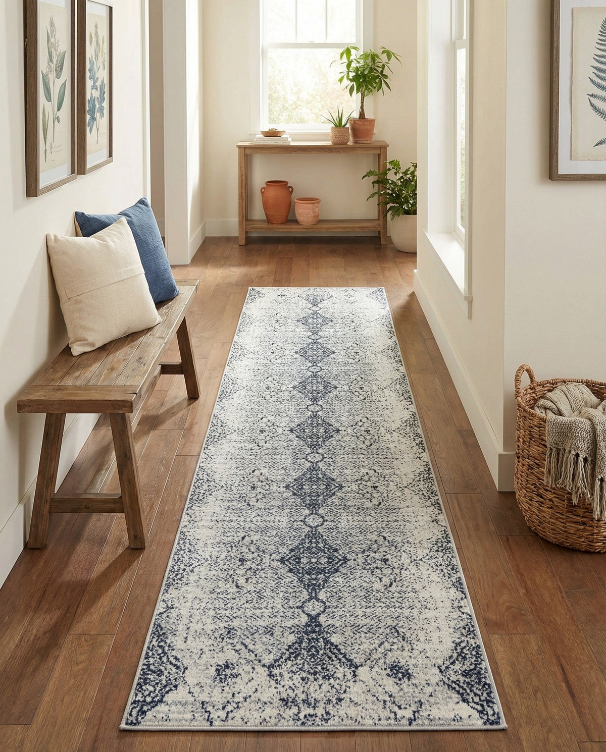 Aegean Elegance Washables Collection Area Rug -  Naxos Runner Black and White  lifestyle 117