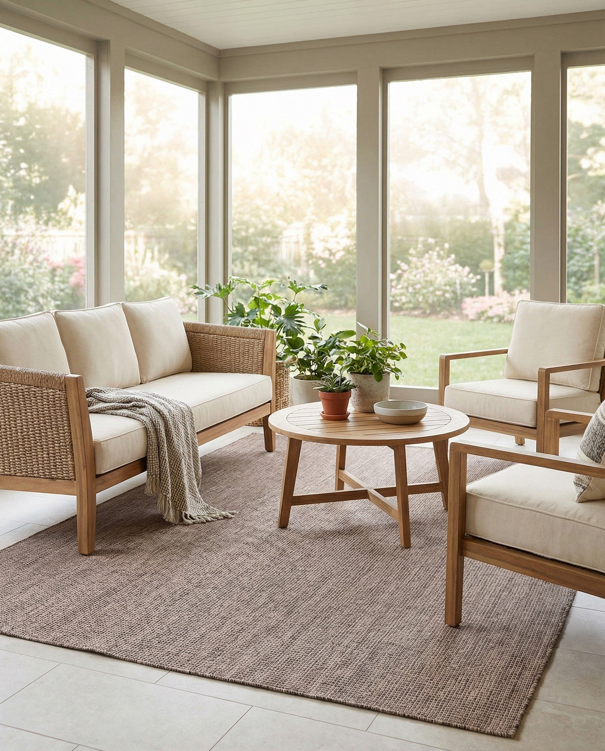 Seaside Serenity Collection Area Rug - Veranda (Light Brown) Rectangle Light Brown  lifestyle 14