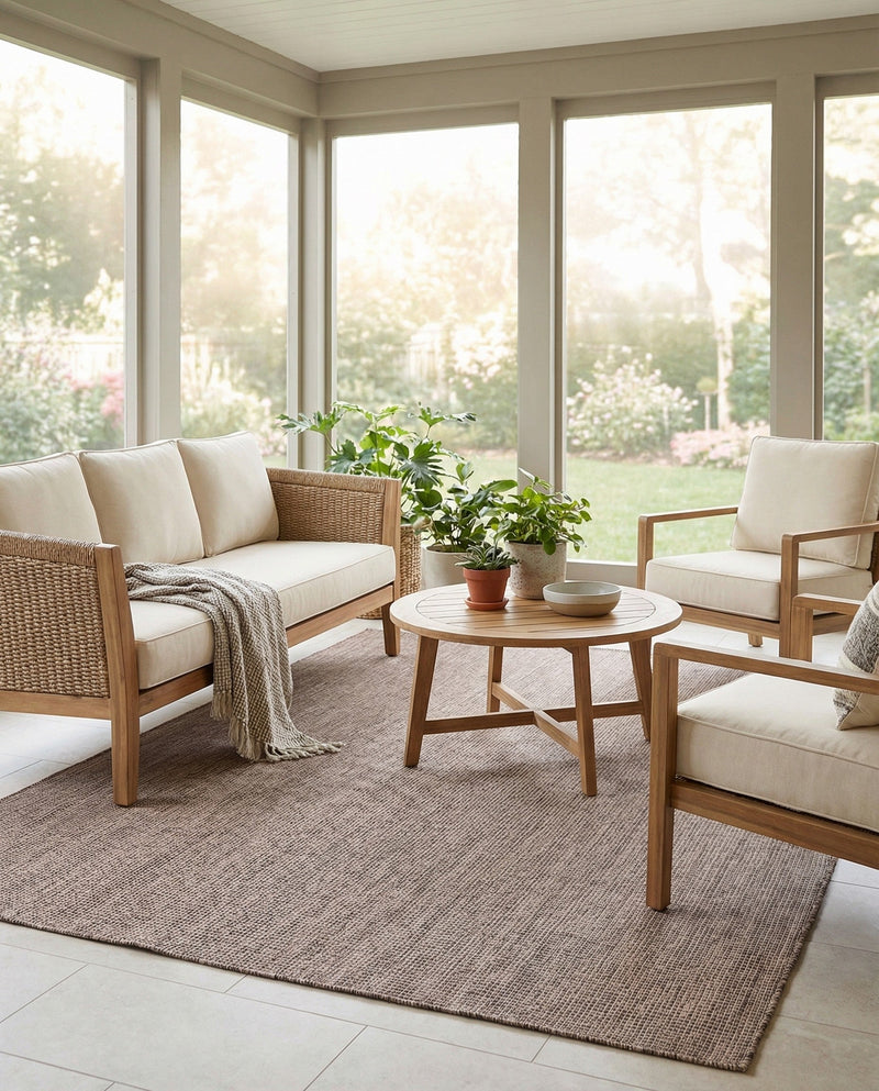 Seaside Serenity Collection Area Rug - Veranda (Light Brown) Rectangle Light Brown  lifestyle 14