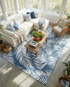 Seaside Blooms Collection Area Rug - Verdure (Blue) Rectangle Blue  lifestyle 14