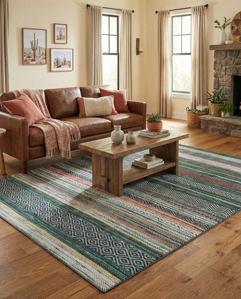 Laguna Sands Collection Area Rug -  Malibu Rectangle Green  lifestyle 24