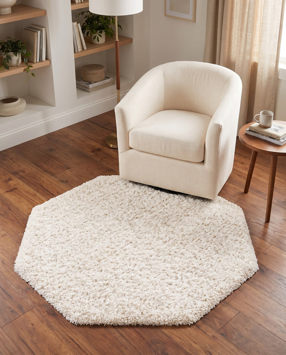 Plush Oasis Collection Area Rug - Serenity (Snow White) Octagon Snow White  lifestyle 144