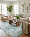 Patio Heritage Collection Area Rug -  Augusta (Aqua) Rectangle Aqua  lifestyle 30