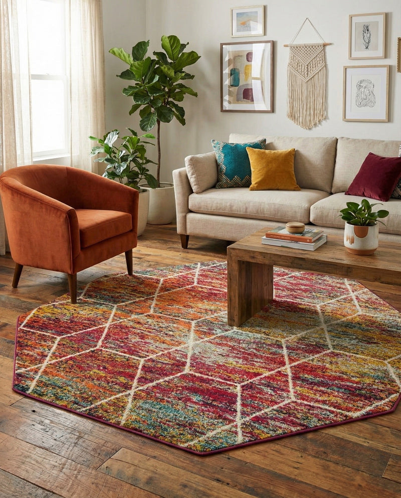 Trellis Mosaic Collection Area Rug - Arborville (Multi) Octagon Multi  lifestyle 93