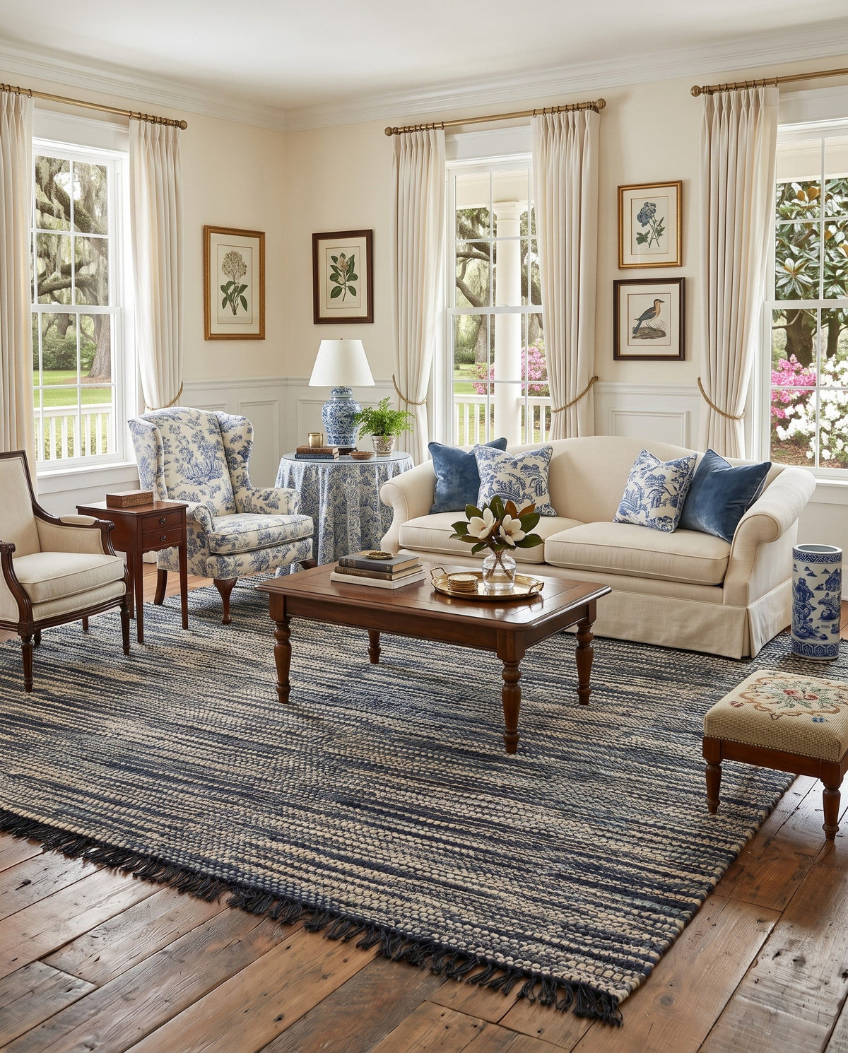 Savannah Jute Collection Area Rug - Nantucket Rectangle Green and Ivory  lifestyle 53