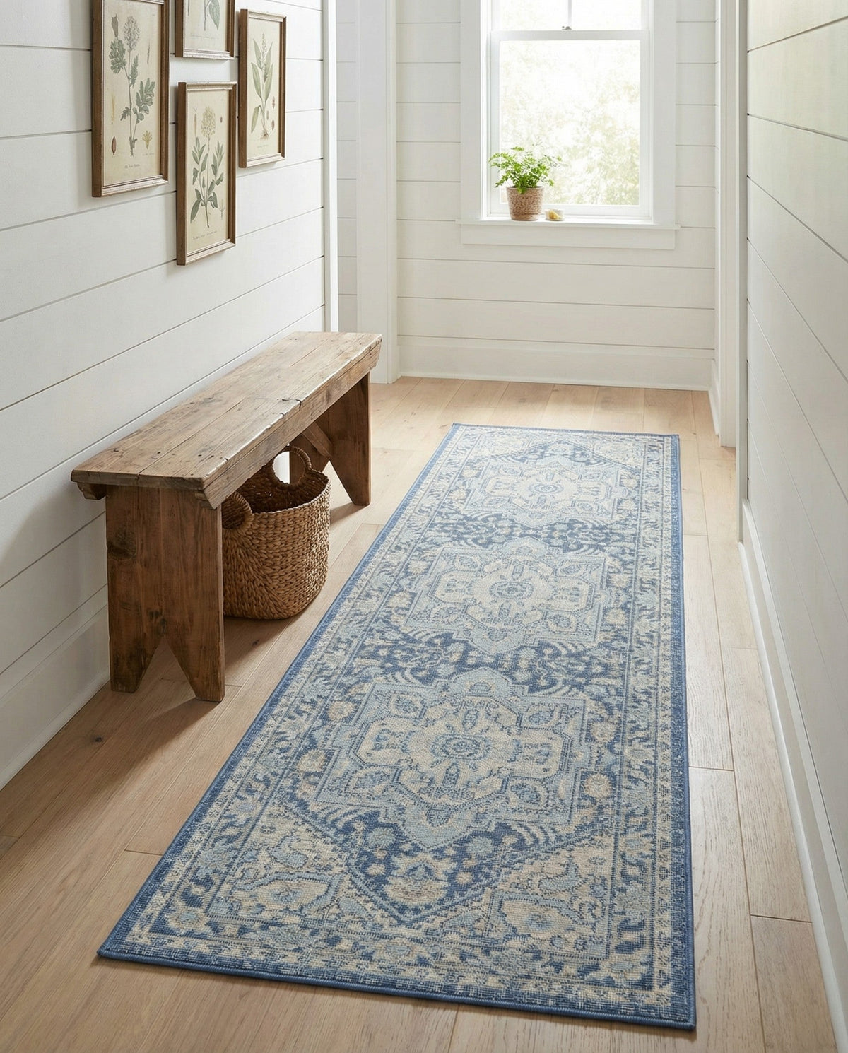 Savannah Series Collection Area Rug - Charleston (French Blue) Runner French Blue  lifestyle 69