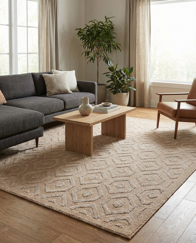 Garden Lattice Charm Collection Area Rug - Arbor (Beige) Rectangle Beige  lifestyle 12