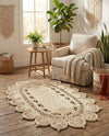 Woven Seaside Jute Collection Area Rug - Coastalhaven (Ivory) Oval Ivory  lifestyle 12