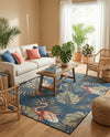 Coastal Terrace Collection Area Rug - Seabreeze Rectangle Navy Blue  lifestyle 19