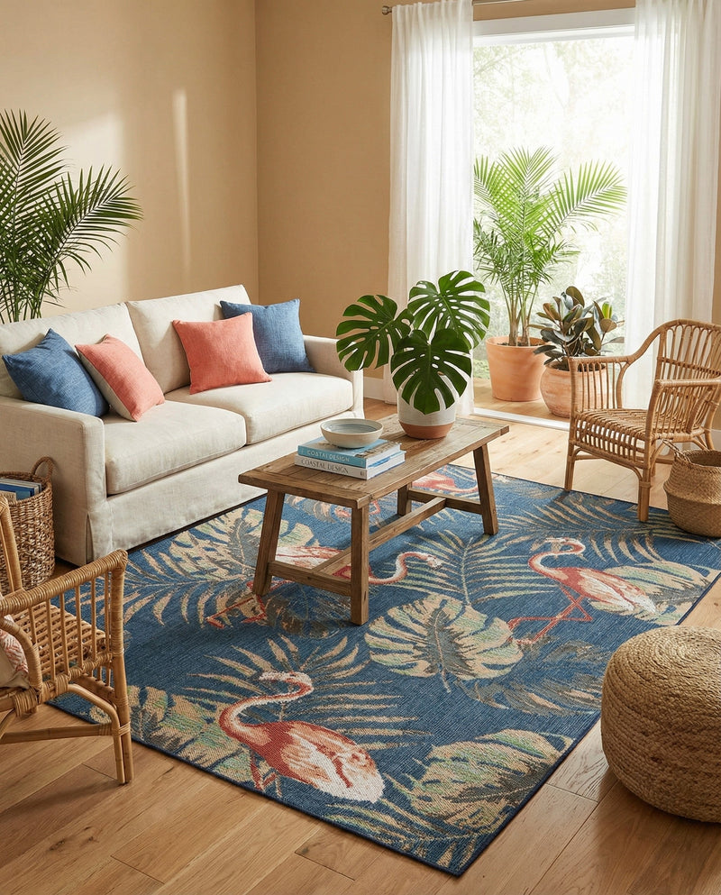 Coastal Terrace Collection Area Rug - Seabreeze Rectangle Navy Blue  lifestyle 19