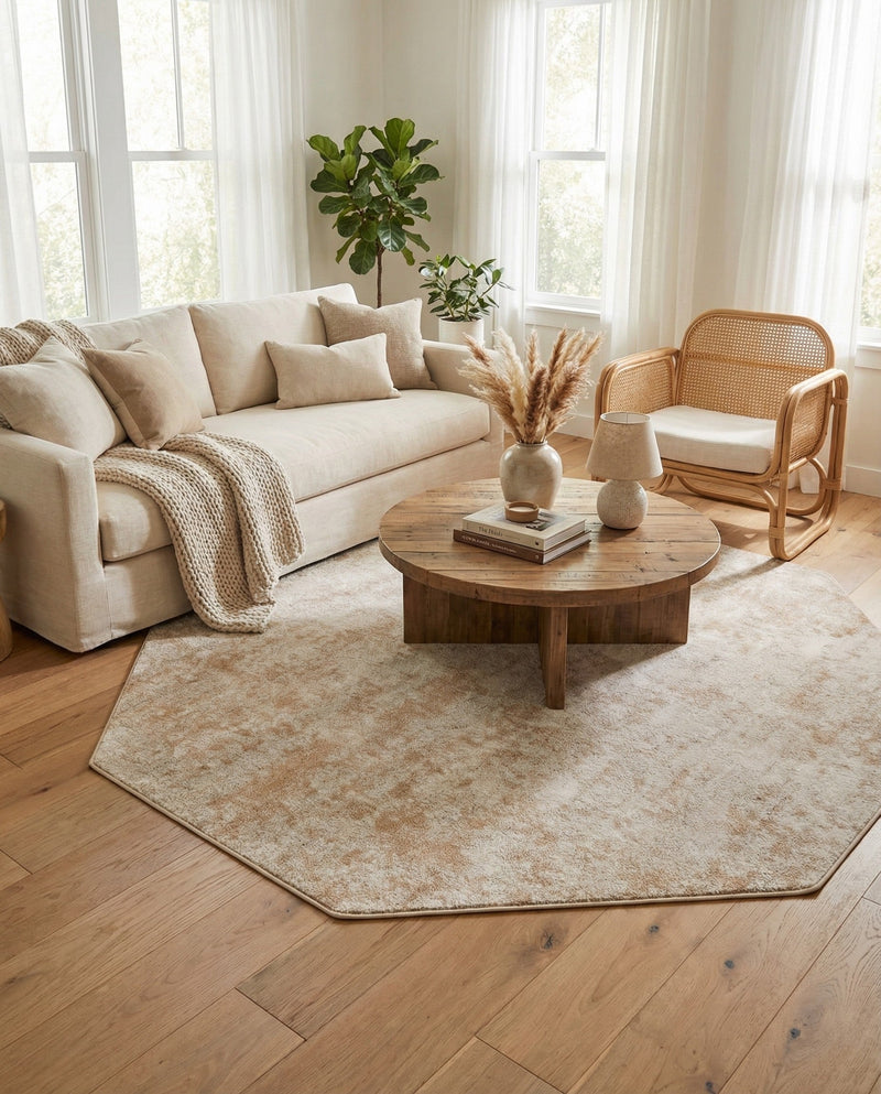 Luminara Sands Collection Area Rug - Elysium (Sand) Octagon Sand  lifestyle 78