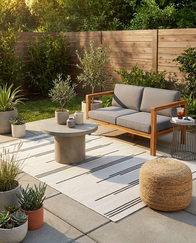 Urban Terrace Collection Area Rug -  Brooklyn Rectangle White and Black  lifestyle 28