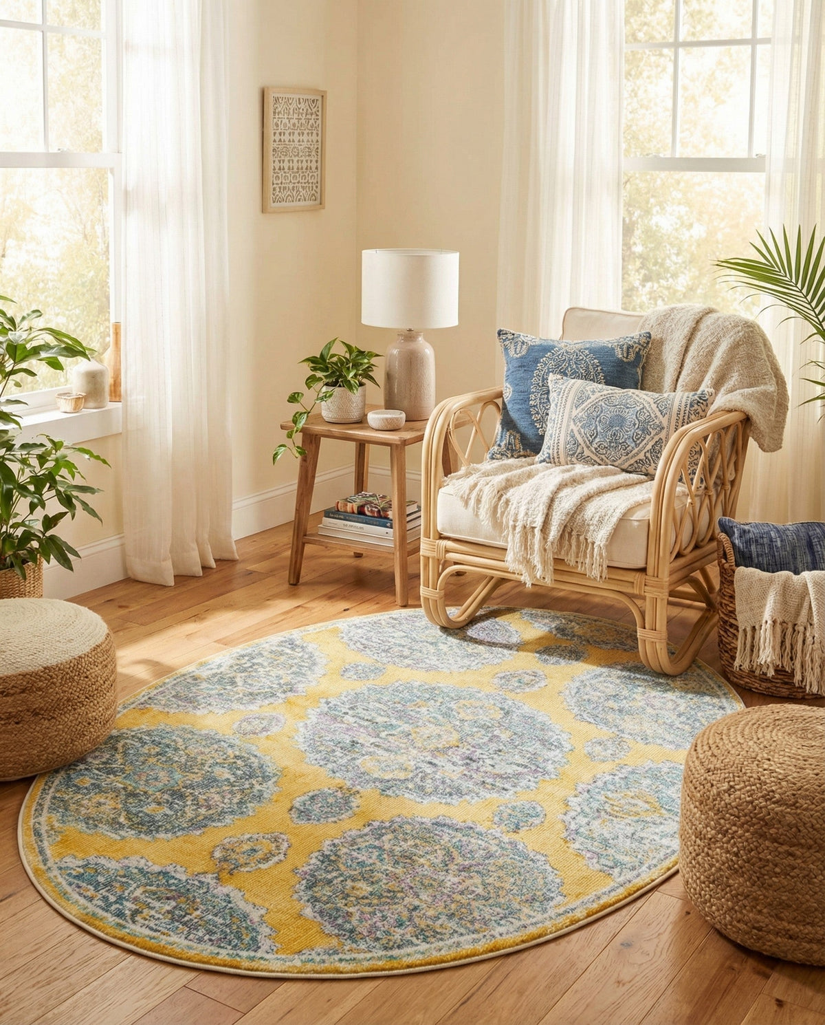 Arcadia Rugs Collection Area Rug -  Atlantis (Yellow) Oval Yellow  lifestyle 71