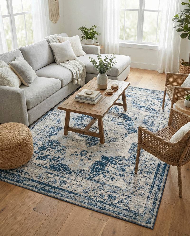 Riviera Elegance Collection Area Rug -  Menton (Blue) Rectangle Blue  lifestyle 25