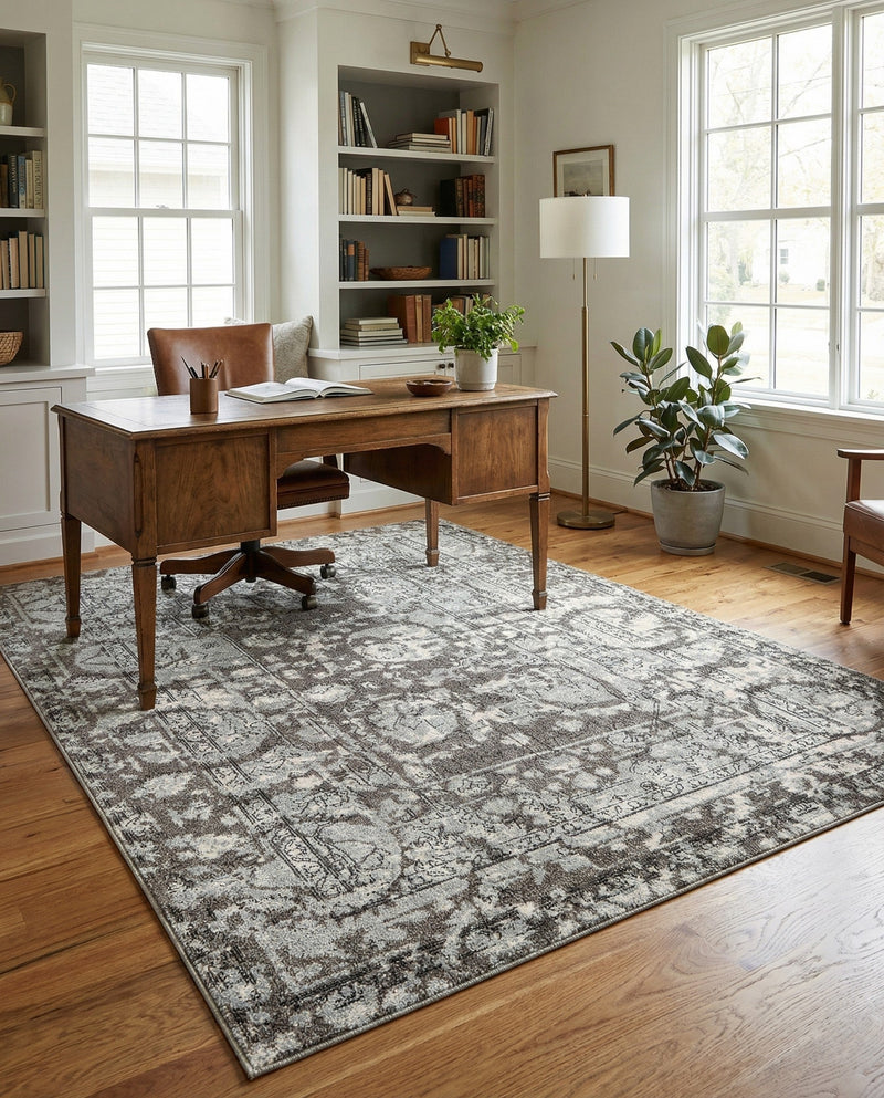 Horizon Collection Area Rug -  Zenith Rectangle Gray  lifestyle 14