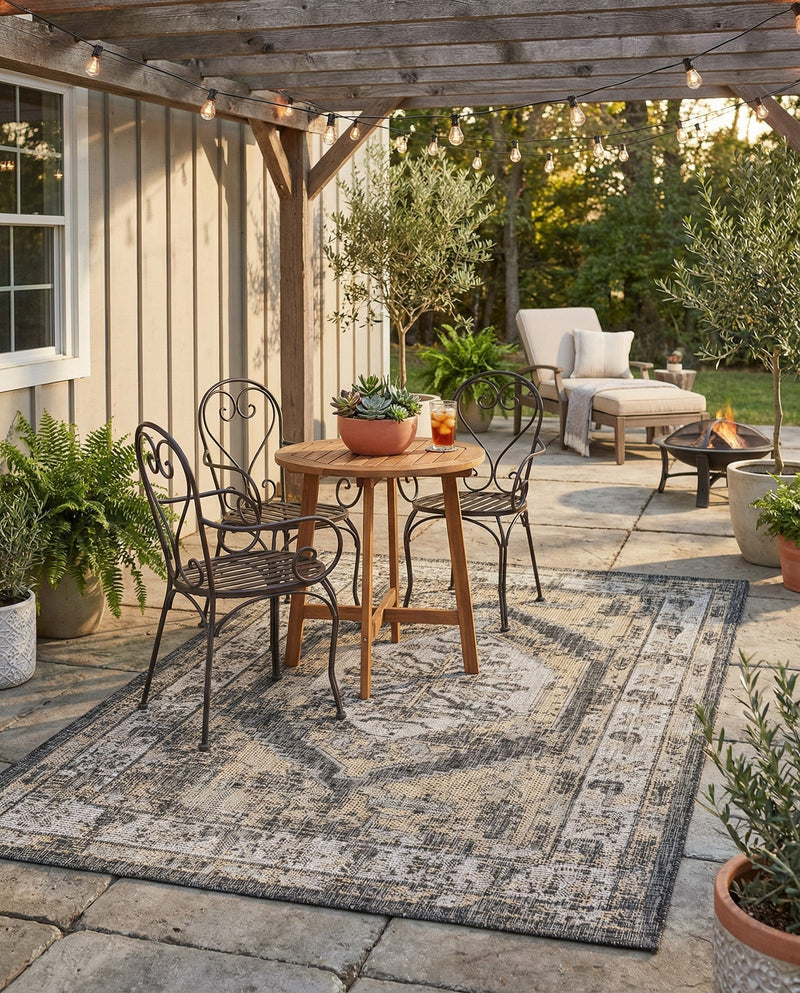 Patio Heritage Collection Area Rug -  Augusta (Charcoal) Rectangle Charcoal  lifestyle 17