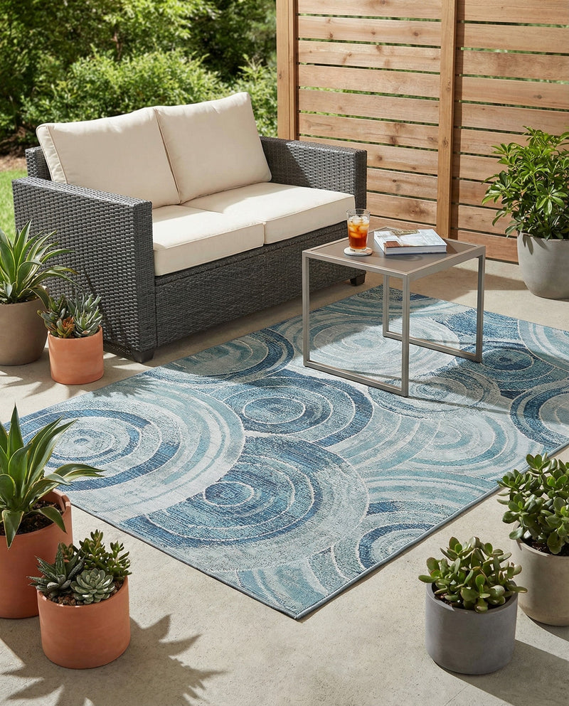 Urban Terrace Collection Area Rug -  Parkside Rectangle Light Blue  lifestyle 12