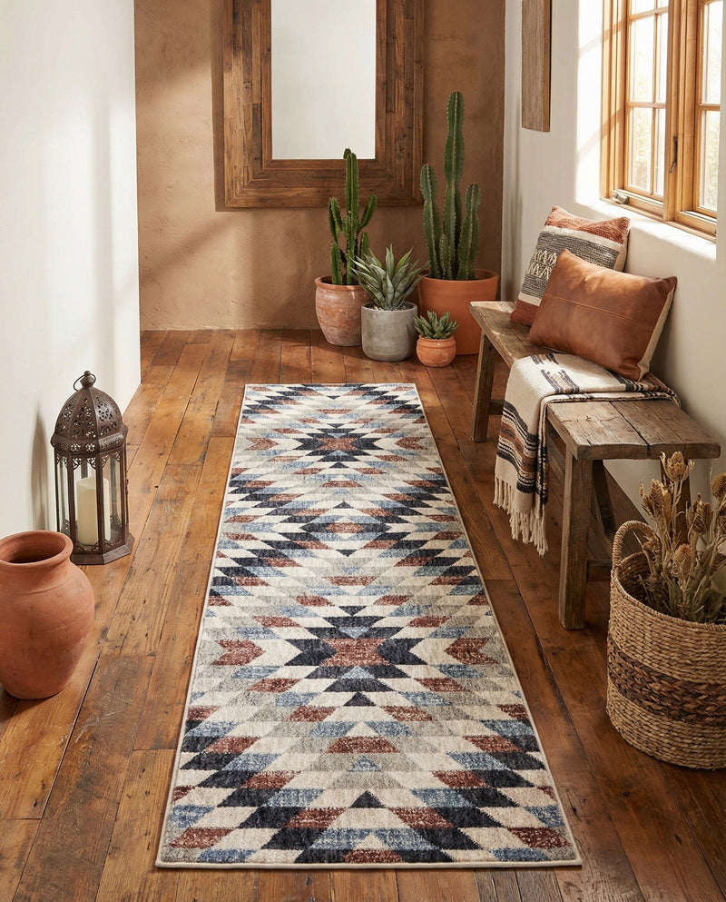 Desert Modern Eco Rug Series Collection Area Rug - Sedona Runner Multi  lifestyle 46