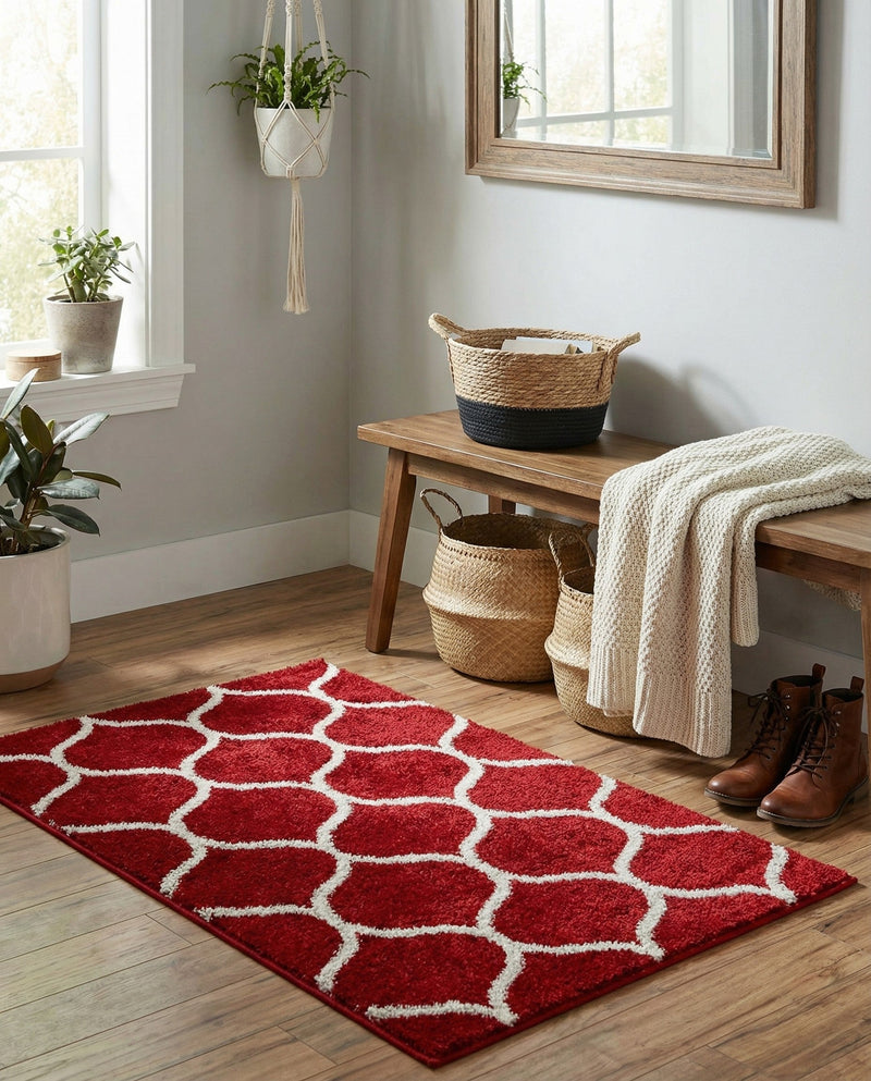 Trellis Mosaic Collection Area Rug -  Pergolatown (Red) Rectangle Red  lifestyle 5
