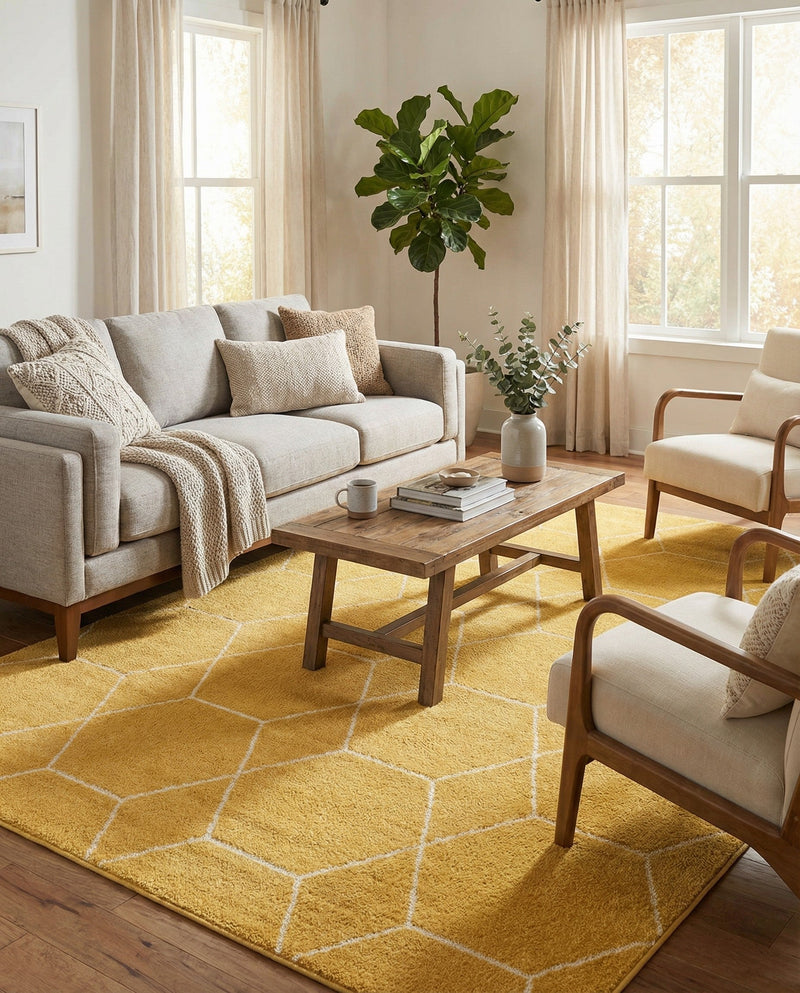 Trellis Mosaic Collection Area Rug - Arborville (Yellow) Rectangle Yellow  lifestyle 10
