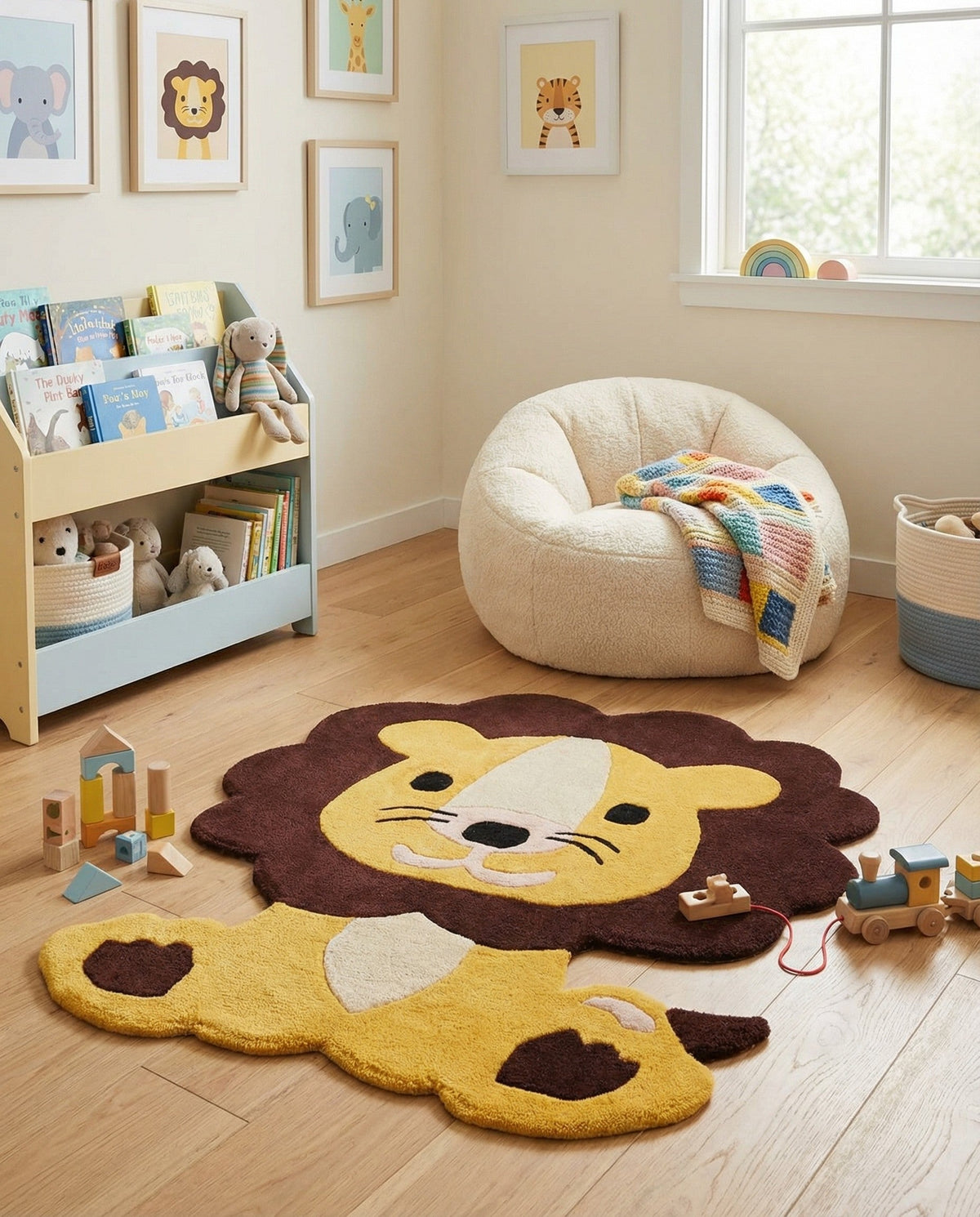 Whimsy Wonders Wool Collection Area Rug -  Jungle Rectangle Yellow  lifestyle 10