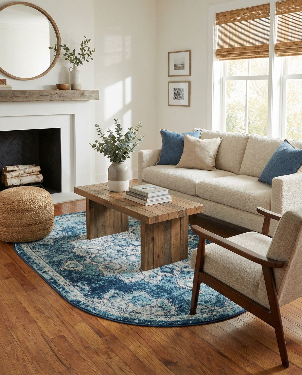Beverly Grove Collection Area Rug - Melrose (Navy Blue) Oval Navy Blue  lifestyle 64