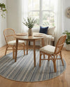 Seaside Stripes Collection Area Rug -  Boardwalk (Light Blue) Round Light Blue  lifestyle 70
