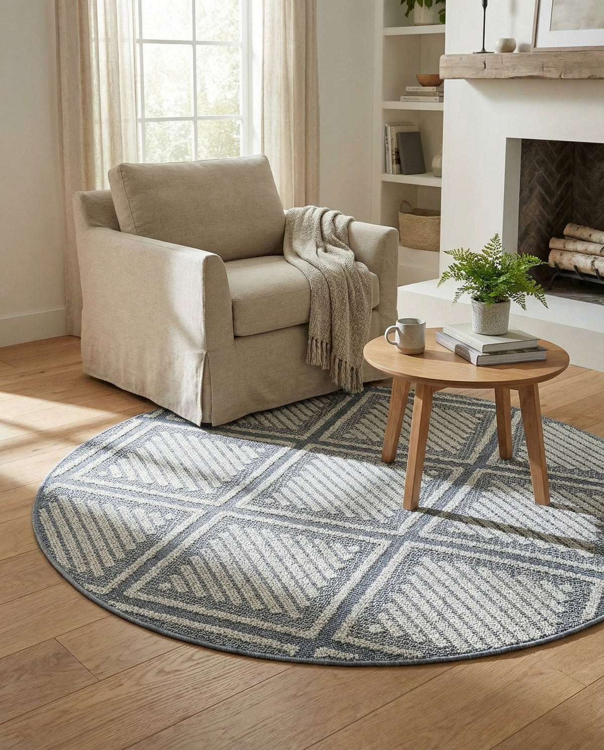 Savannah Pergola Collection Area Rug -  Eden Round Navy Blue  lifestyle 169