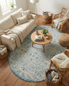 Tribal Terrace Treasures Collection Area Rug - Mayan Marina (Teal) Oval Teal  lifestyle 75