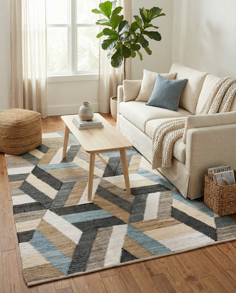 Thar Cotton Collection Area Rug -  Cochin Rectangle Blue  lifestyle 11