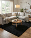 Plush Oasis Collection Area Rug - Serenity (Jet Black) Rectangle Jet Black  lifestyle 5